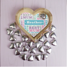 Hampers and Gifts to the UK - Send the Personalised Best Mum Small Chocolate Heart Tray